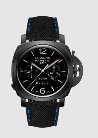 Panerai Luminor Chrono Monopulsante 8 Days GMT 44mm Replica Watch PAM00317 PANERAI SPORTECH BLACK